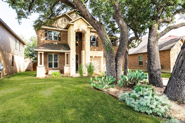 11406 Sawyer Vly, San Antonio, TX 78254 - view of front of home featuring brick siding, a garage, and stone siding