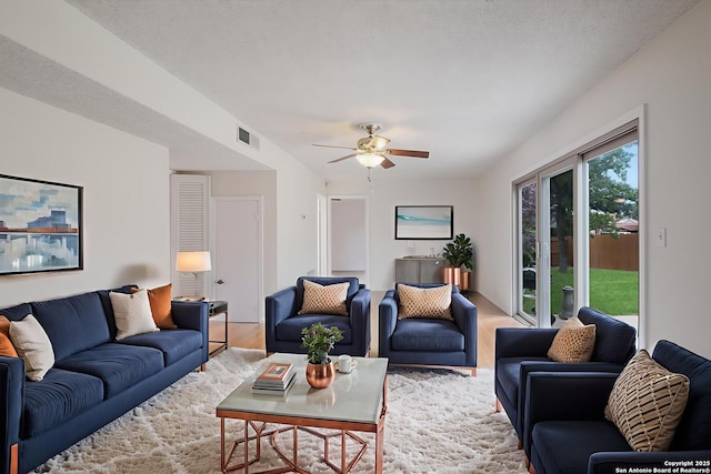 6403 Port Royal, San Antonio, TX 78244 - living room with wood finished floors and a ceiling fan