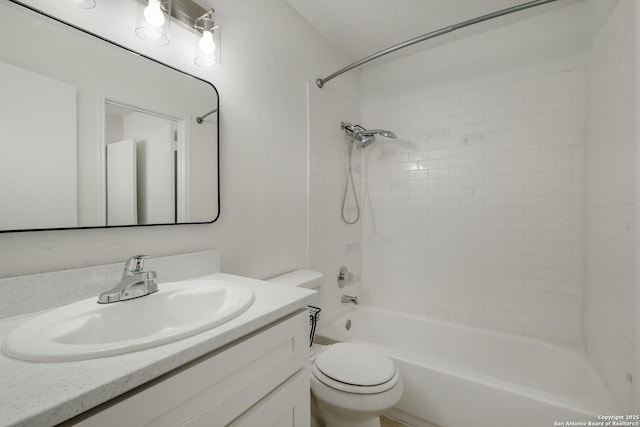 4204 Golden Spice Dr, San Antonio, TX 78222 - full bathroom featuring vanity, bathtub / shower combination, and a textured ceiling