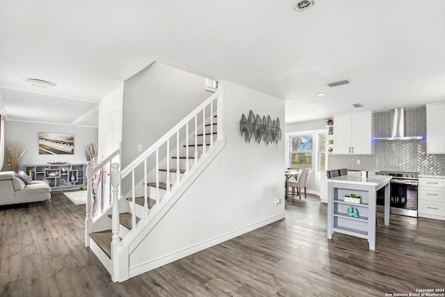 931 Republic Rd, New Caney, TX 77357 - stairway featuring wood finished floors