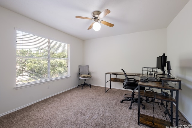 2516 Hidden Grv, Schertz, TX 78154 - carpeted office featuring ceiling fan and baseboards