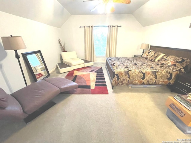 614 Slumber, San Antonio, TX 78260 - carpeted bedroom with lofted ceiling and a ceiling fan