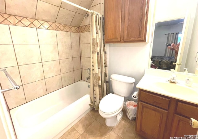 614 Slumber, San Antonio, TX 78260 - bathroom with vanity, shower / bath combo, and tile patterned flooring