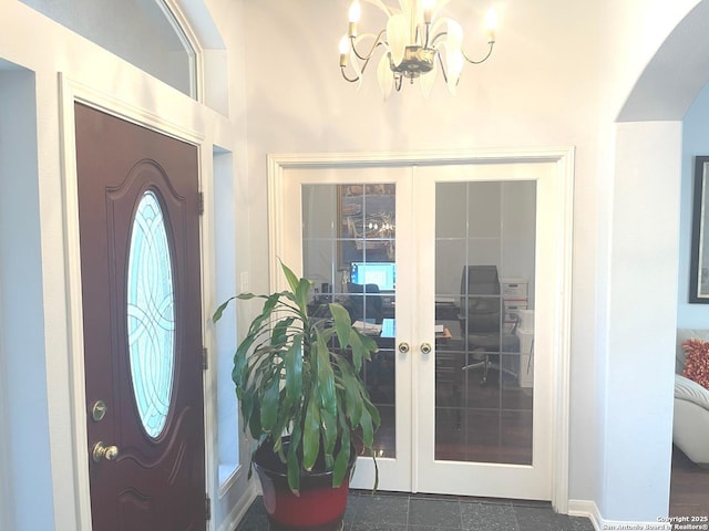 614 Slumber, San Antonio, TX 78260 - foyer with a chandelier and french doors
