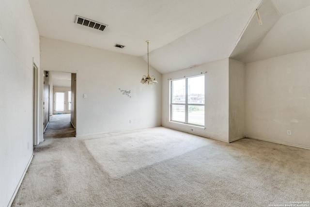 6051 Still Mdw, San Antonio, TX 78222 - carpeted empty room featuring lofted ceiling and a chandelier