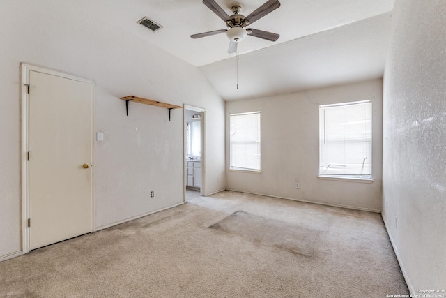 6051 Still Mdw, San Antonio, TX 78222 - empty room with lofted ceiling, light carpet, and a ceiling fan