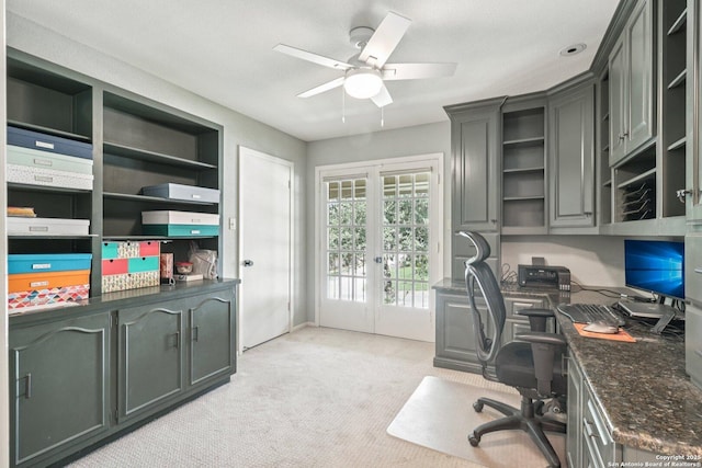 11214 Whisper Fls, San Antonio, TX 78230 - home office featuring light carpet and ceiling fan