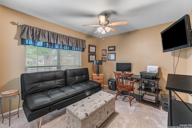 5330 Stormy Hls, San Antonio, TX 78247 - living room featuring ceiling fan and carpet flooring