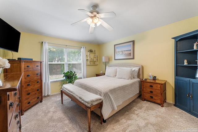 5330 Stormy Hls, San Antonio, TX 78247 - bedroom with light carpet and a ceiling fan