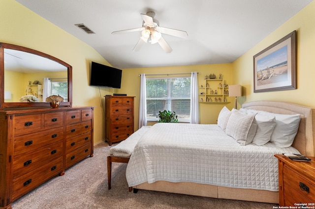 5330 Stormy Hls, San Antonio, TX 78247 - bedroom with vaulted ceiling, carpet, and ceiling fan