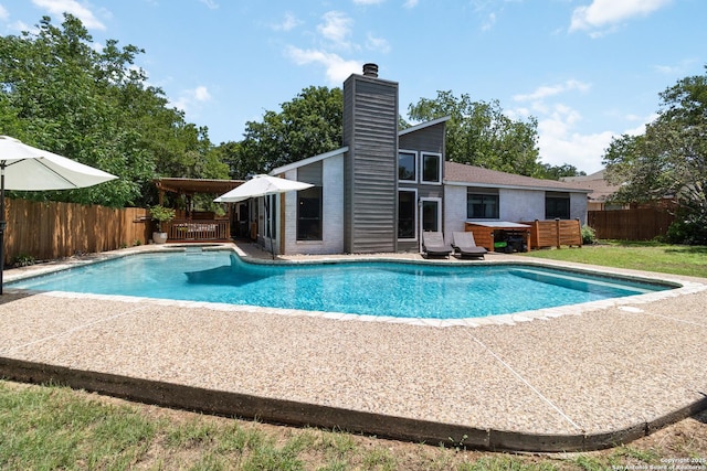 2102 Encino Clf, San Antonio, TX 78259 - view of pool featuring a fenced backyard, a patio area, and a wooden deck