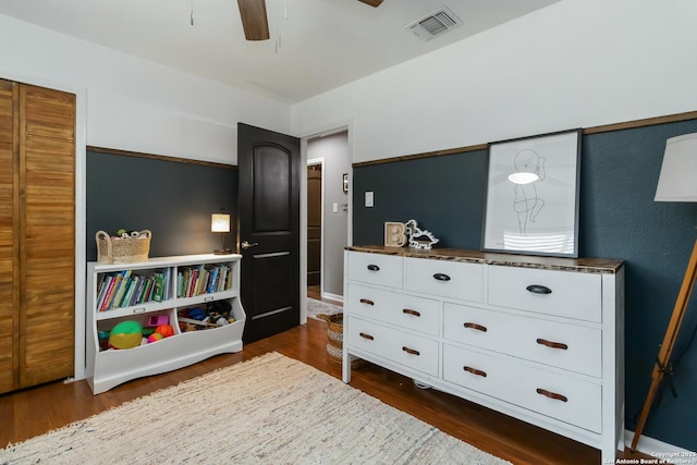 2102 Encino Clf, San Antonio, TX 78259 - sitting room featuring dark wood-style flooring and ceiling fan