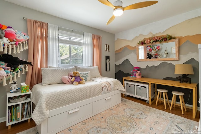 2102 Encino Clf, San Antonio, TX 78259 - bedroom featuring wood finished floors and a ceiling fan