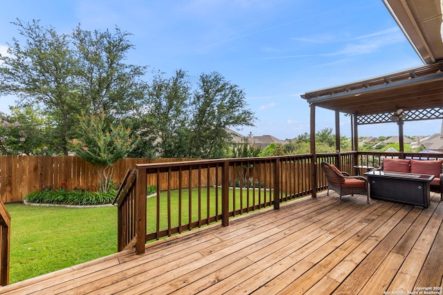 25926 Natal Plum, San Antonio, TX 78261 - wooden terrace with outdoor lounge area and a fenced backyard