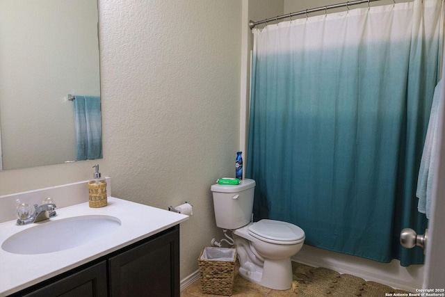 11334 Pink Star, San Antonio, TX 78245 - bathroom featuring vanity, curtained shower, and a textured wall