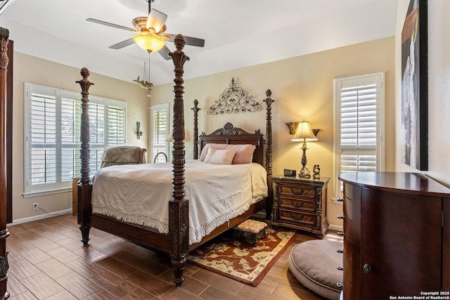 8526 Spartan Ter, Universal City, TX 78148 - bedroom with wood finished floors and ceiling fan