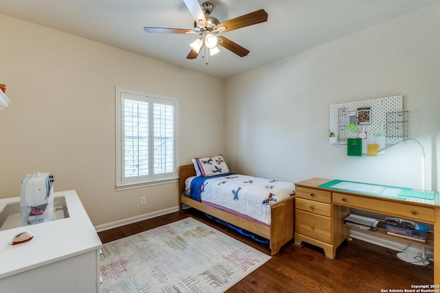 3415 Crest Noche Dr, San Antonio, TX 78261 - bedroom with wood finished floors and ceiling fan