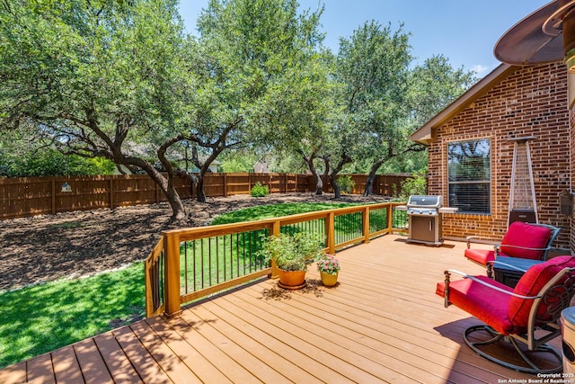 3415 Crest Noche Dr, San Antonio, TX 78261 - deck with grilling area and a fenced backyard