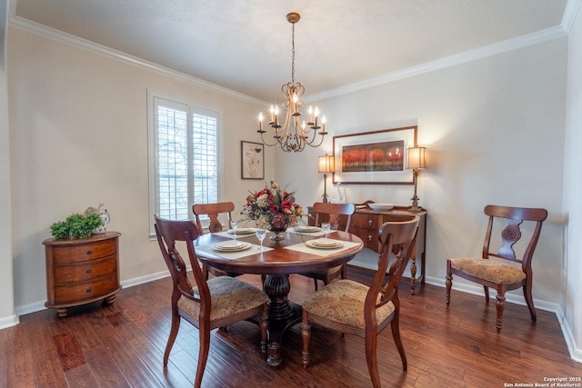3415 Crest Noche Dr, San Antonio, TX 78261 - dining space with wood finished floors, a chandelier, and crown molding