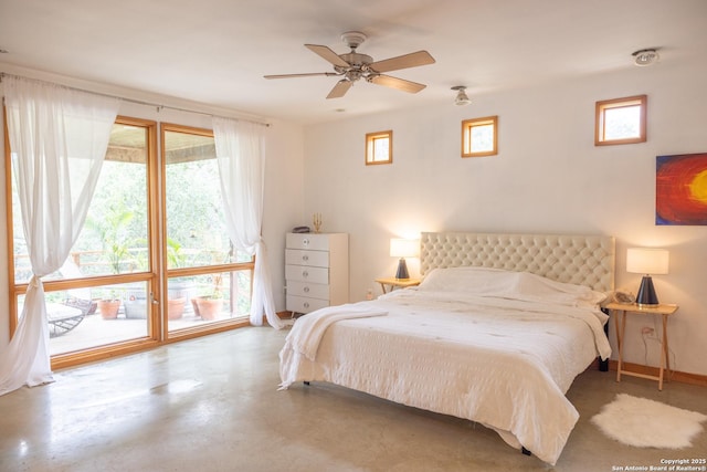 317 Saddle Mtn, Boerne, TX 78006 - bedroom featuring finished concrete flooring and ceiling fan