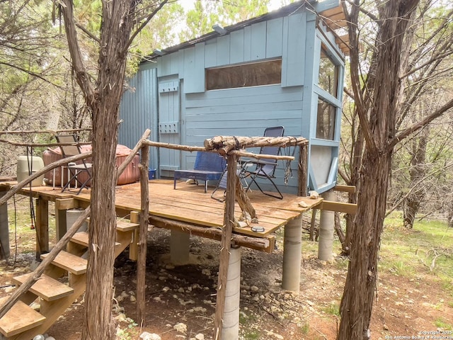 317 Saddle Mtn, Boerne, TX 78006 - view of wooden terrace