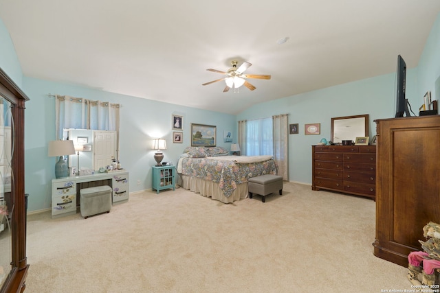 5327 Stormy Skies, San Antonio, TX 78247 - carpeted bedroom featuring lofted ceiling and ceiling fan