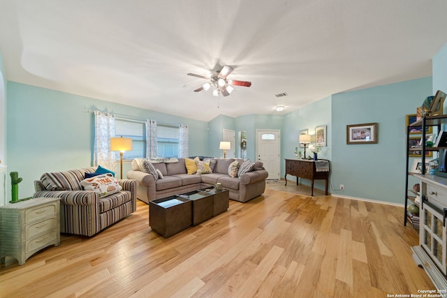 5327 Stormy Skies, San Antonio, TX 78247 - living room featuring light wood-style flooring and a ceiling fan
