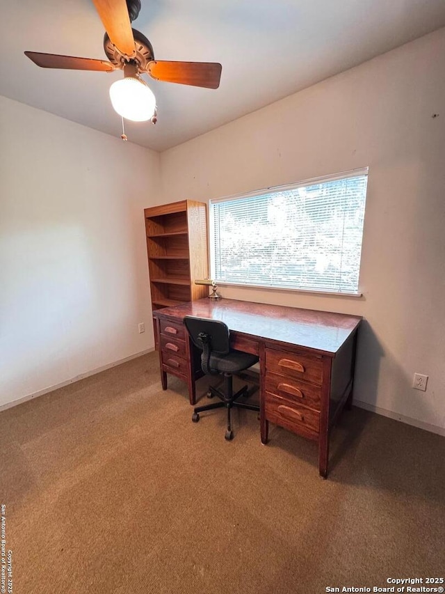 323 N Scenic Loop, Canyon Lake, TX 78133 - office area with light colored carpet and ceiling fan