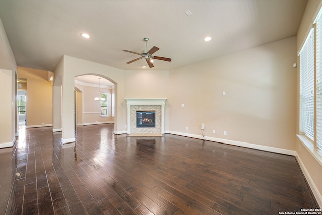 1702 Terra Alta, San Antonio, TX 78209 - unfurnished living room with a ceiling fan, wood-type flooring, healthy amount of natural light, and recessed lighting