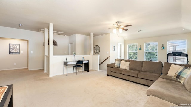 24514 Bliss Cyn, San Antonio, TX 78260 - living room with light carpet and a ceiling fan