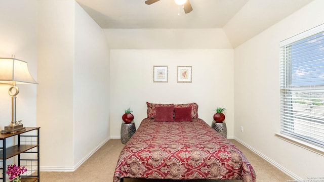 24514 Bliss Cyn, San Antonio, TX 78260 - bedroom featuring light carpet, multiple windows, and vaulted ceiling