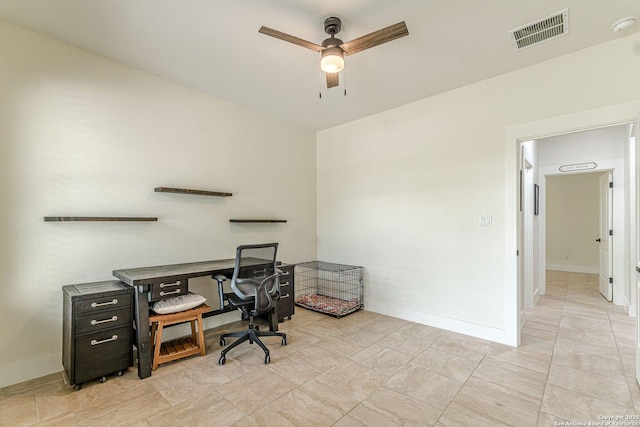 114 Mokukua Ln, Bastrop, TX 78602 - office space featuring a ceiling fan and baseboards
