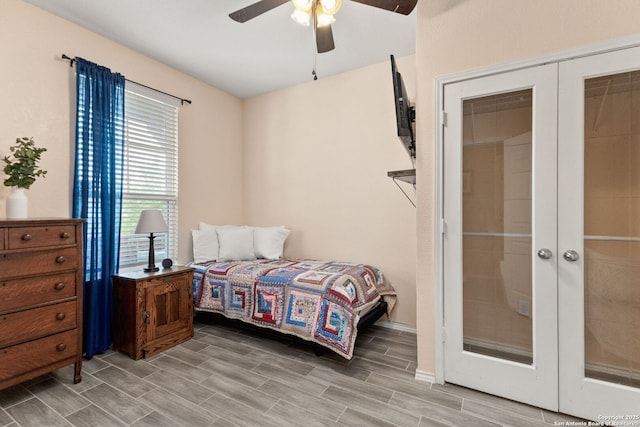 27306 Pollock, San Antonio, TX 78260 - bedroom featuring french doors, light wood finished floors, and ceiling fan
