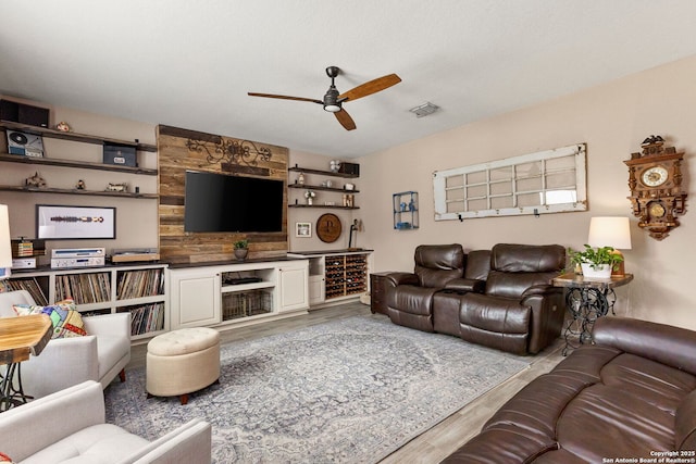 27306 Pollock, San Antonio, TX 78260 - living room featuring light wood-style flooring and ceiling fan
