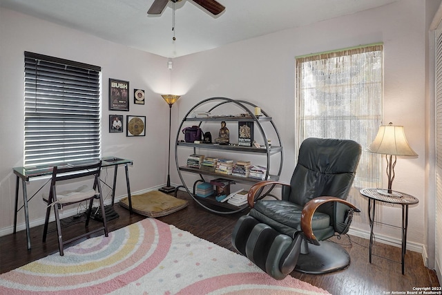 402 Hermine Blvd, San Antonio, TX 78212 - living area with ceiling fan and wood finished floors