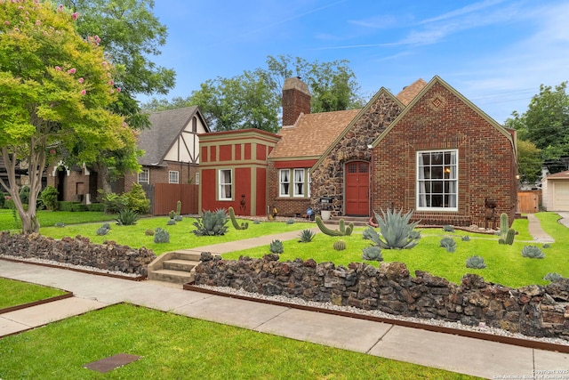 138 E Lullwood Ave, San Antonio, TX 78212 - tudor home with brick siding and a chimney