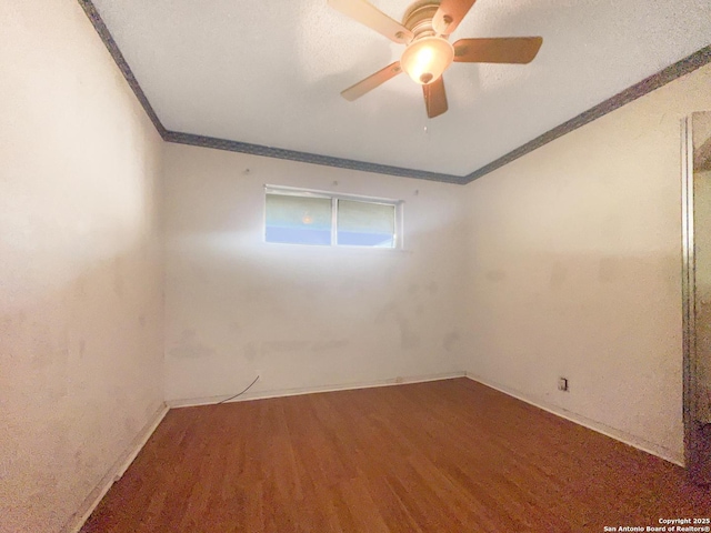 3923 Maxine, San Antonio, TX 78228 - unfurnished room featuring ornamental molding, ceiling fan, and wood finished floors