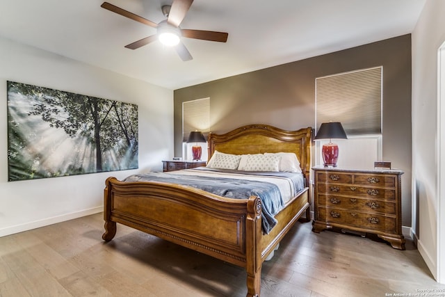 108 Brown Hawk, Boerne, TX 78006 - bedroom with wood finished floors and a ceiling fan