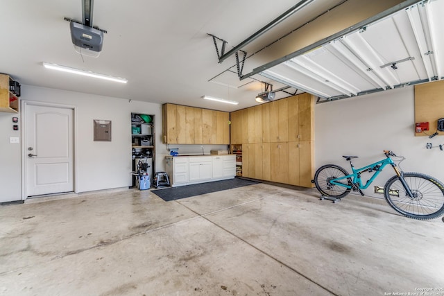 108 Brown Hawk, Boerne, TX 78006 - garage with electric panel and a garage door opener