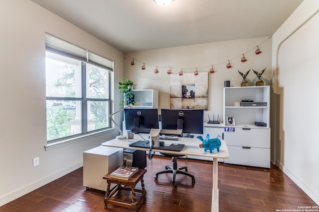 108 Brown Hawk, Boerne, TX 78006 - office area featuring plenty of natural light and dark wood-style floors