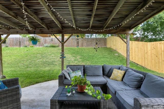 8211 Littleport, San Antonio, TX 78239 - fenced backyard featuring an outdoor hangout area and a patio area