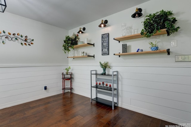 8211 Littleport, San Antonio, TX 78239 - miscellaneous room with dark wood-type flooring and wainscoting