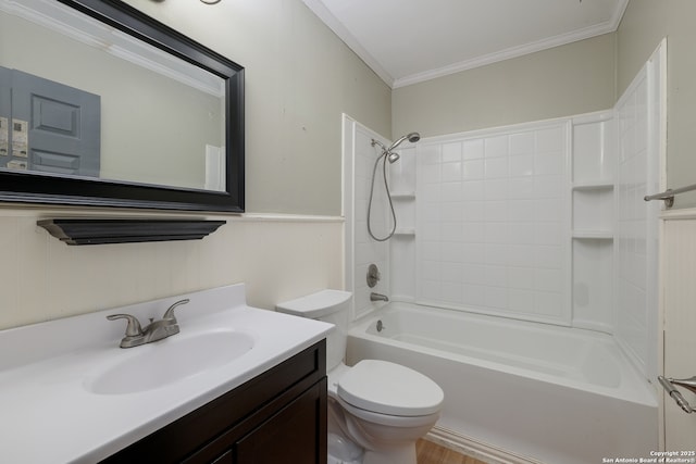 6914 Glen Gate, San Antonio, TX 78239 - bathroom featuring vanity, crown molding, and bathtub / shower combination
