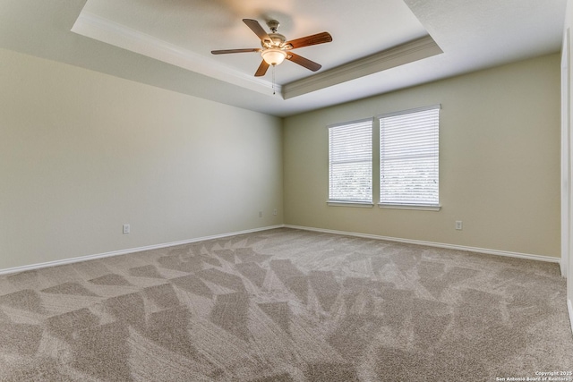 27338 Wrought Iron, San Antonio, TX 78260 - unfurnished room with a tray ceiling, ceiling fan, carpet, and crown molding