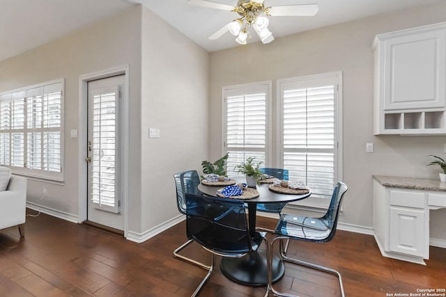 1407 Canyon Edge, San Antonio, TX 78248 - dining space with dark wood-type flooring and a ceiling fan