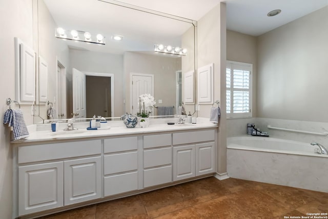 1407 Canyon Edge, San Antonio, TX 78248 - full bathroom with double vanity and a garden tub