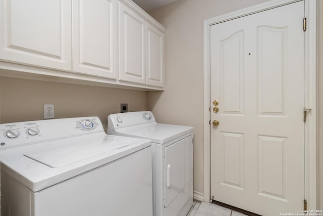 1407 Canyon Edge, San Antonio, TX 78248 - laundry area featuring cabinet space, independent washer and dryer, and light tile patterned flooring