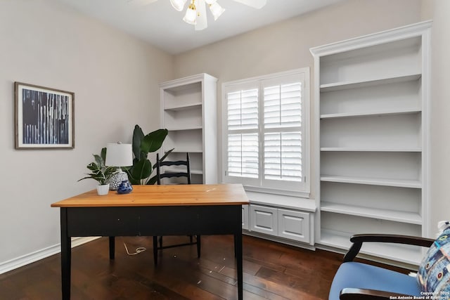 1407 Canyon Edge, San Antonio, TX 78248 - home office featuring dark wood-type flooring and ceiling fan