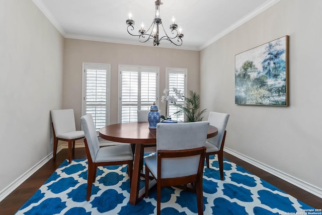 1407 Canyon Edge, San Antonio, TX 78248 - dining space with a chandelier, wood finished floors, and ornamental molding