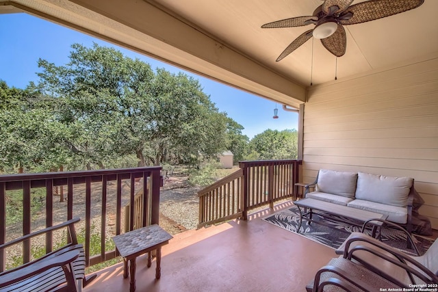 1463 Birch Ln, Fischer, TX 78623 - view of patio / terrace with ceiling fan and outdoor lounge area